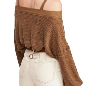 Free People Women's Tops Sistine Hacci Cold Shoulder Top sweater Brown medium M
